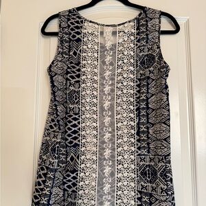 Pink Owl Navy and White Geometric Tank Top